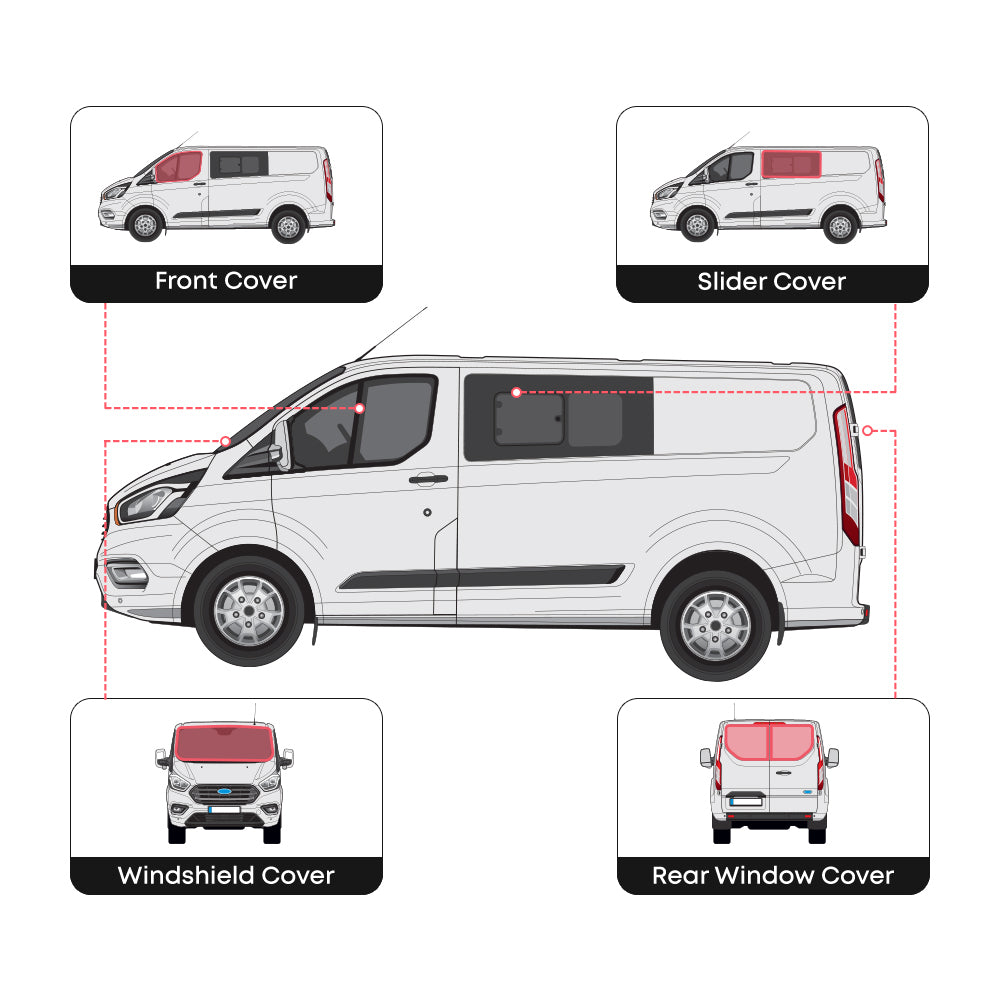 Full set of window covers for Ford Transit Custom