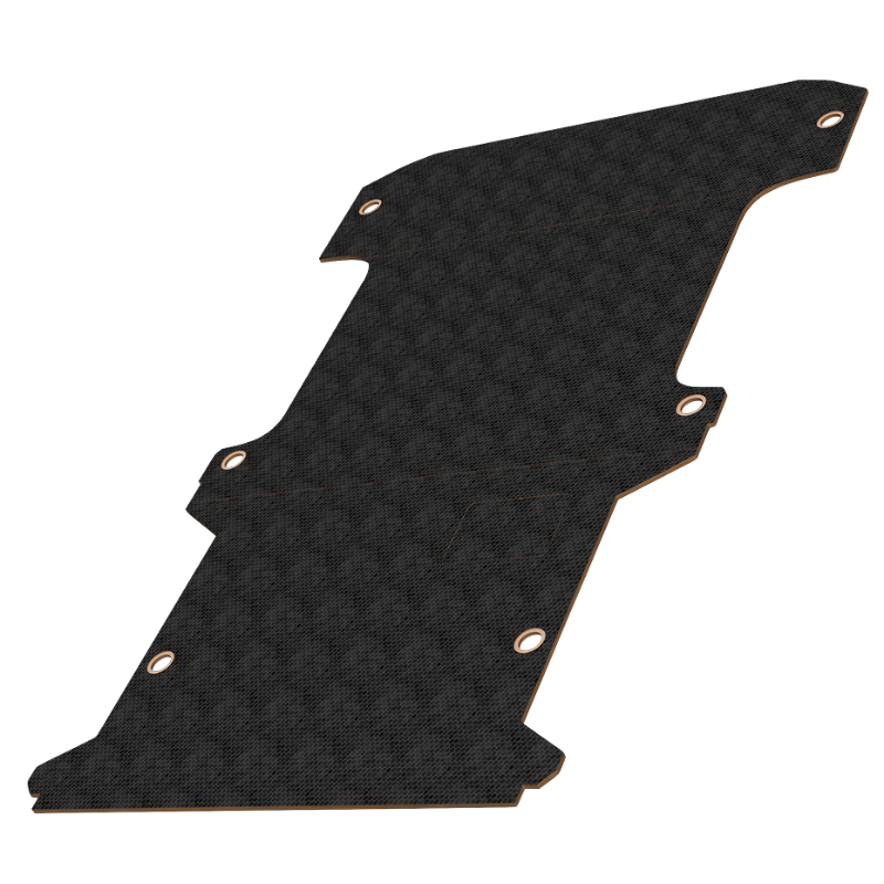 Black car mat with a textured pattern on a white background