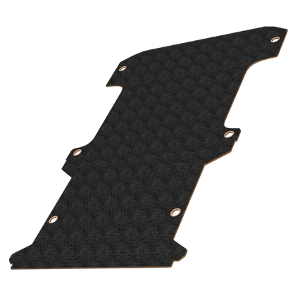 Black car mat with a textured pattern on a white background