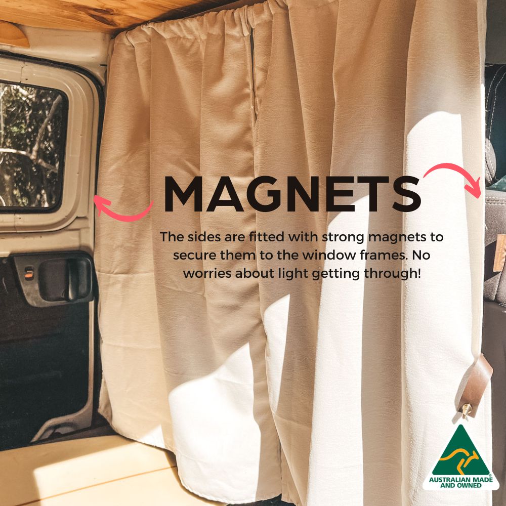 BEHIND THE SEATS Blockout Curtains for Small Vans - Australian Made 🇦🇺