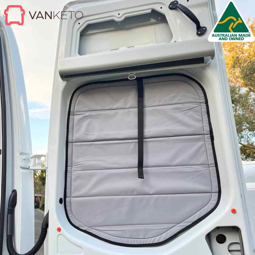 Rear door window covers for Jayco Crafter campervan