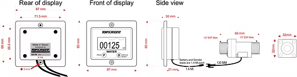 Topargee H2F-FM Flush Mount Water Tank Gauge