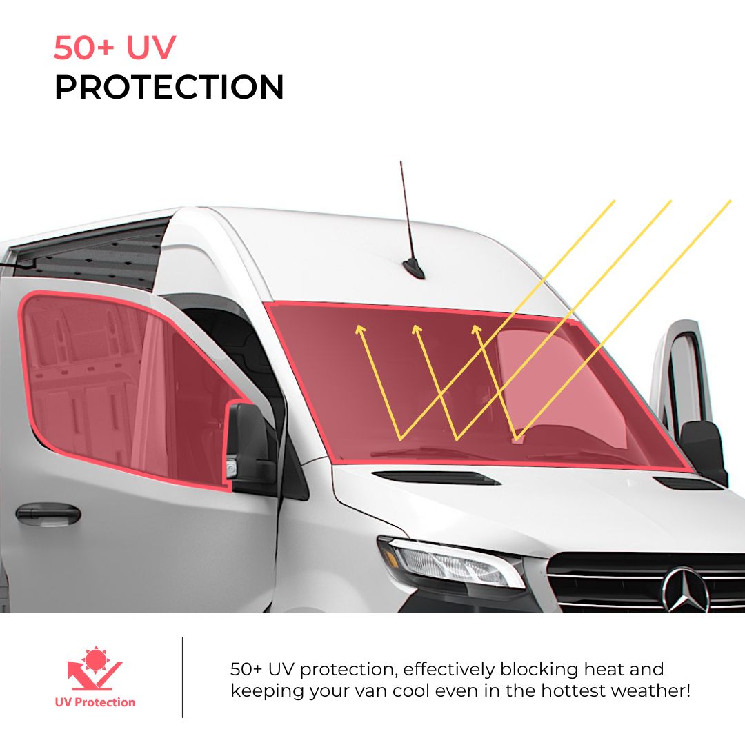Ford Transit Custom rear window covers installed